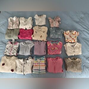 19 Mixed Baby Zipper Sleepers - Pastel Rainbow & Floral Prints